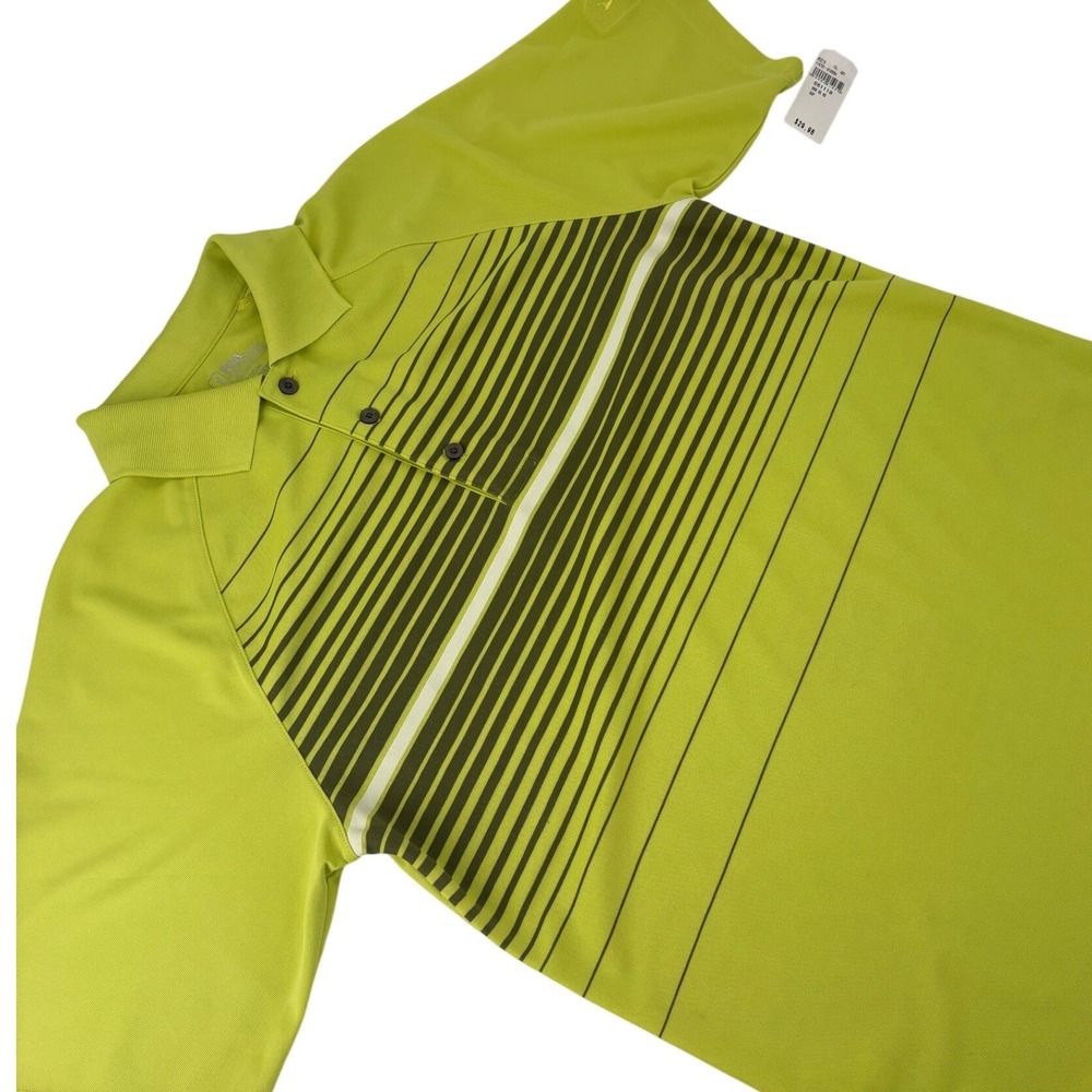 PGA Tour Striped Performance Golf‎ Polo Shirt Small Lime Green Mens